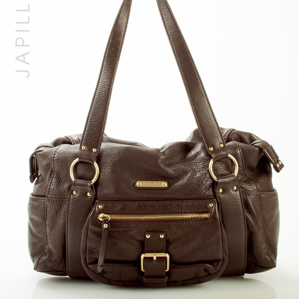 MICHAEL KORS BROWN PEBBLED LEATHER PURSE